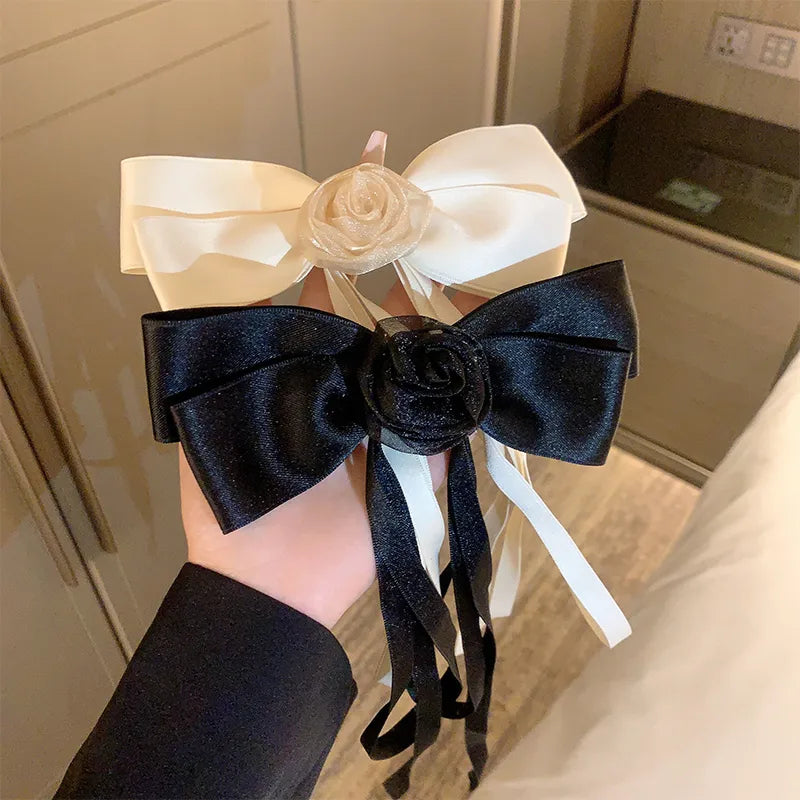 elegant simple style bow knot alloy gauze ribbon hair clip