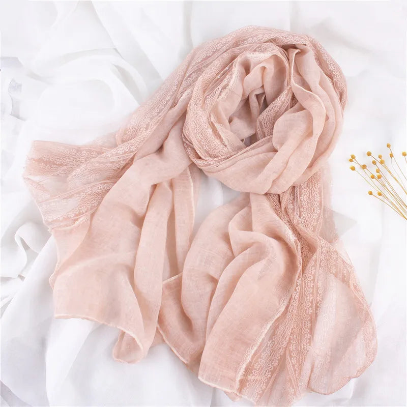 women's elegant solid color cotton scarf