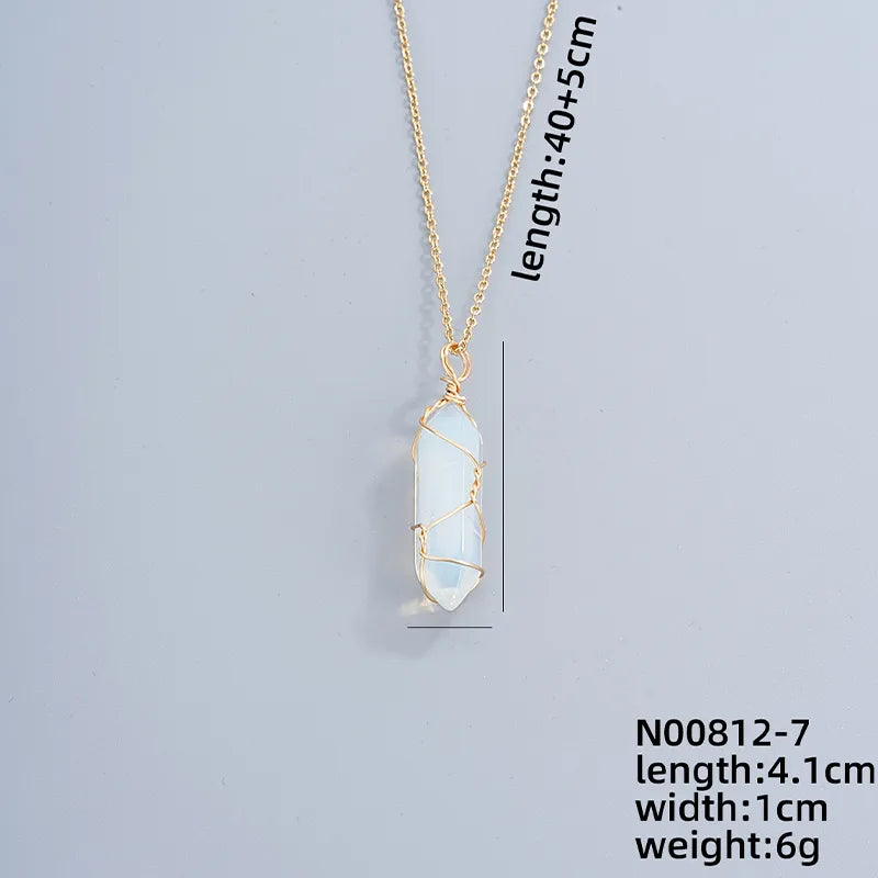 ig style handmade simple style geometric stainless steel natural stone pendant necklace