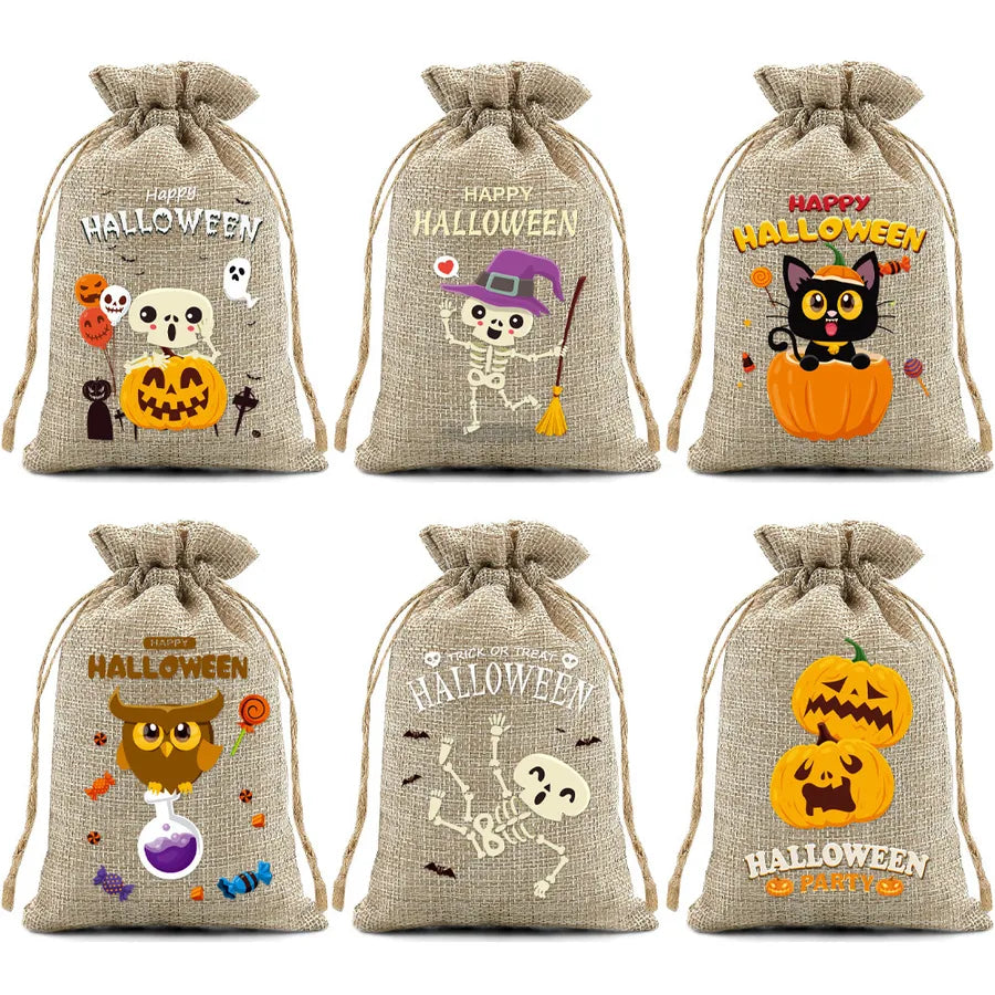 Halloween Linen Bag Easter Linen Bag Children Party Candy Storage Bag Festival Celebration Supplies Party Printing Material