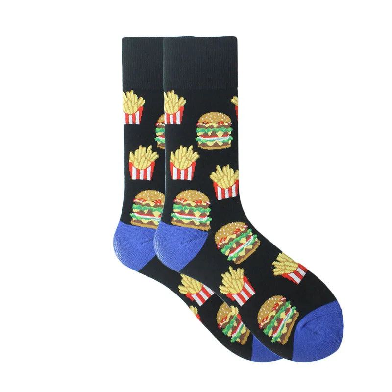 men's simple style commute animal cotton crew socks a pair