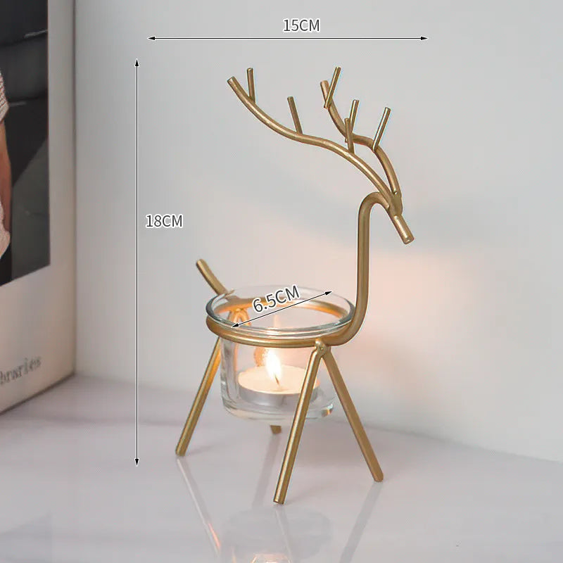 Classic Style Deer Iron candlestick Artificial Decorations