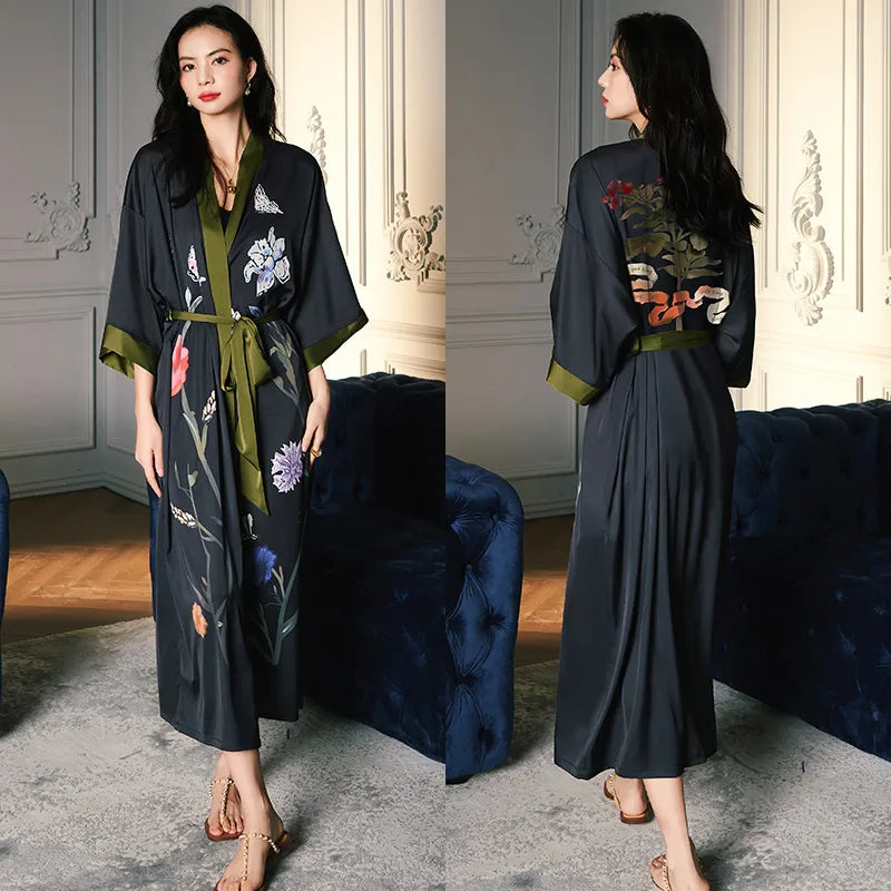 new satin chiffon ice silk light bathrobe multicolors