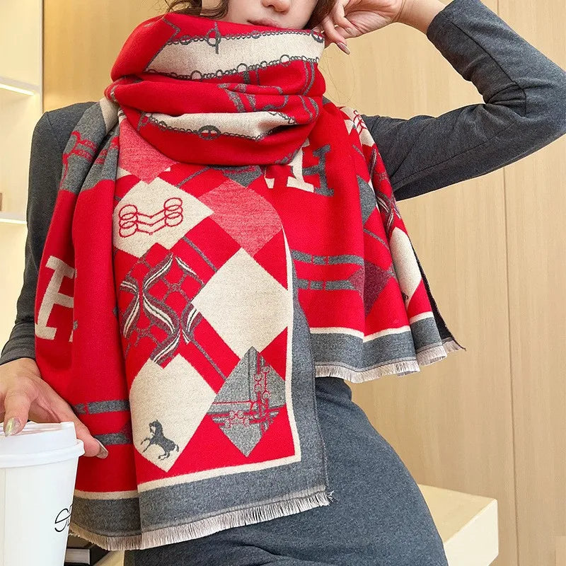 Unisex Basic Color Block Flower Acrylic Scarf