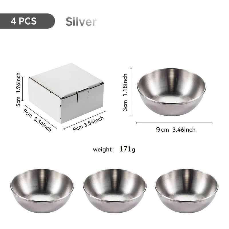 Large Stainless Steel Plate Golden Sauce Seasoning Plate 8-piece Set Household Restaurant Soy Sauce Plate 4-piece Set Dipping Sauce Plate