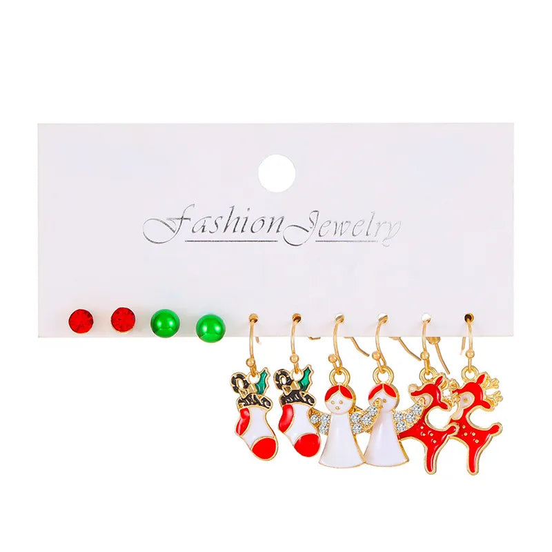 Cartoon Style Cute Classic Style Christmas Tree Santa Claus Bell Alloy Stoving Varnish Plating Inlay Rhinestones Zircon Christmas Women's Jewelry Set