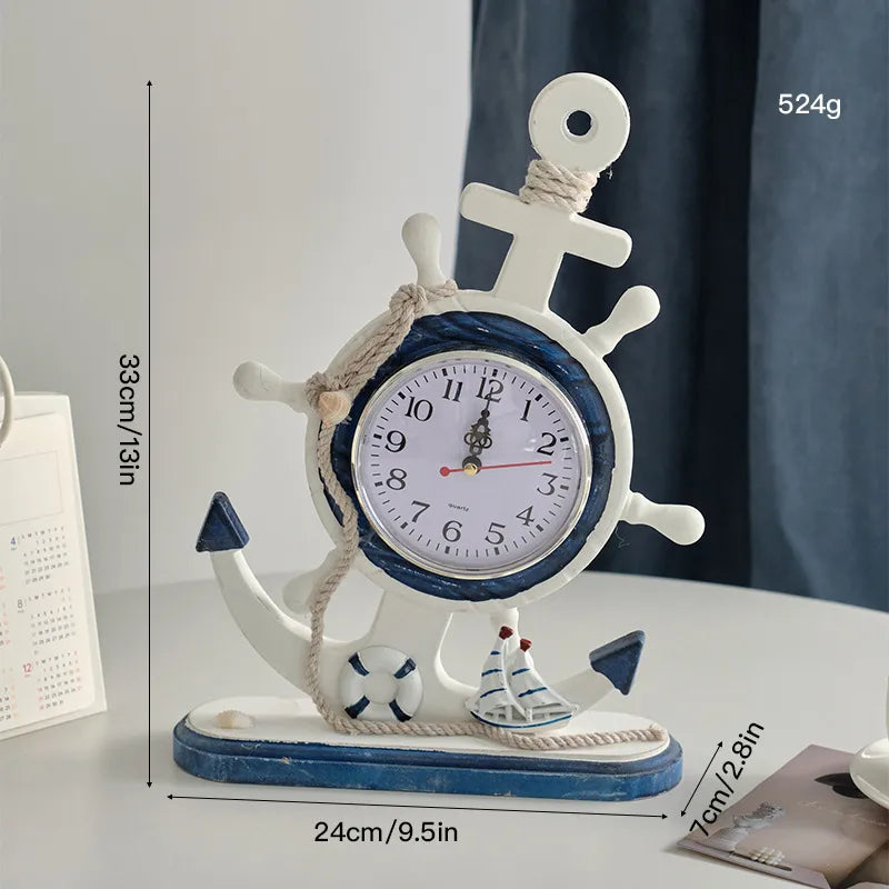 Navy Style Marine Style Anchor Clock Wood Ornaments Clock Artificial Decorations
