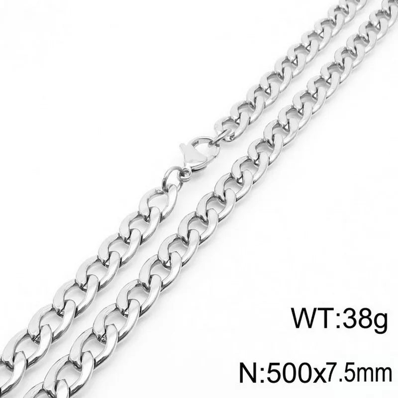 simple style solid color stainless steel plating necklace chain 1 piece