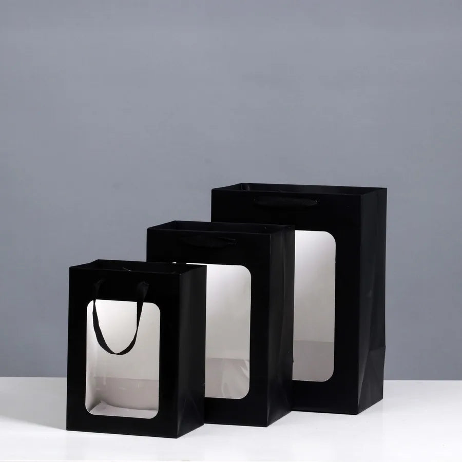 open window transparent gift bag teacher's day will sell paper bag flowers gift bag packaging hand gift window handbag