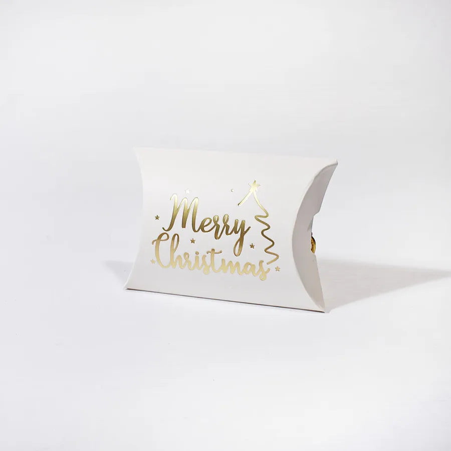 Merry Christmas Gift Box Gold Stamping Christmas Tree Holiday Decoration Gift Box Christmas Theme White Cardstock Packaging