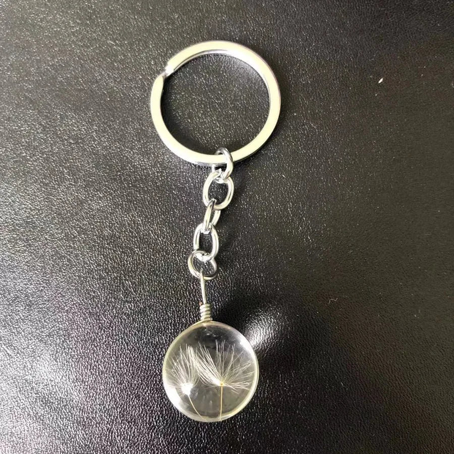 Pastoral Floral Glass Unisex Keychain