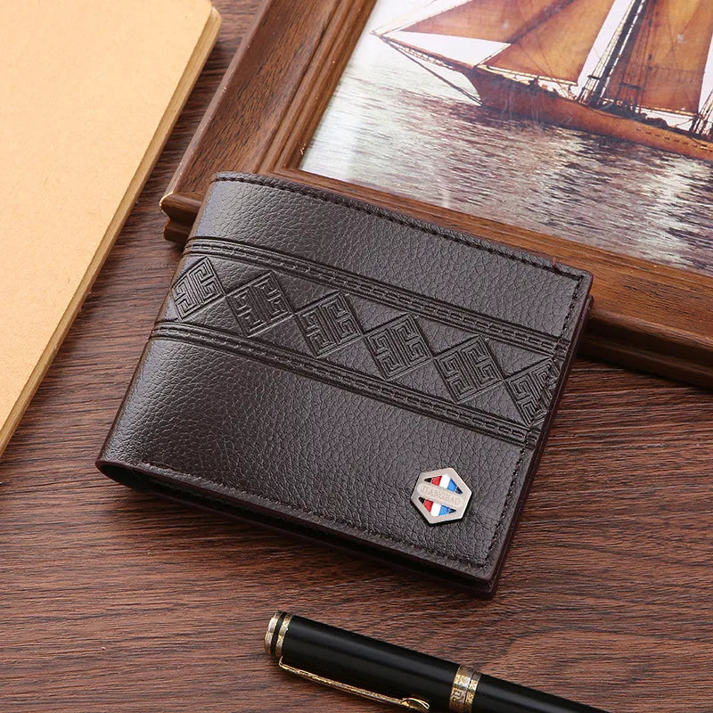 Men's Solid Color PVC Open Small Wallets