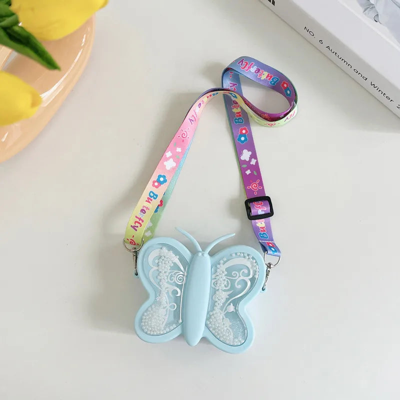Children's Baby quicksand Butterfly Silicone Crossbody Small Bag Kneading Music Decompression Rodent Control Pioneer Girls Infant Bubble