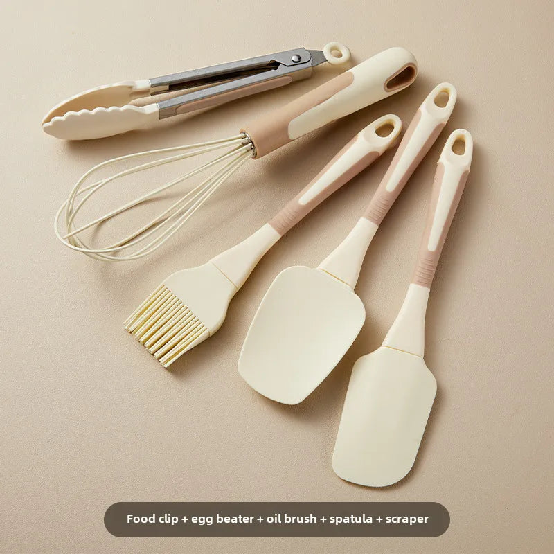 Food Grade Silicone Five-piece Set High Temperature Resistant Household Kitchen Scraper Knife Egg Batter Oil Brush Baking Tools  Hot Sale