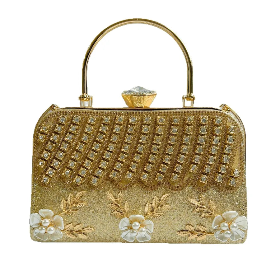 Elegant Evening Clutch Bag Diamond Embellished Square Handbag Women's Fashion Crossbody Bag For Cheongsam And Formal Dresses