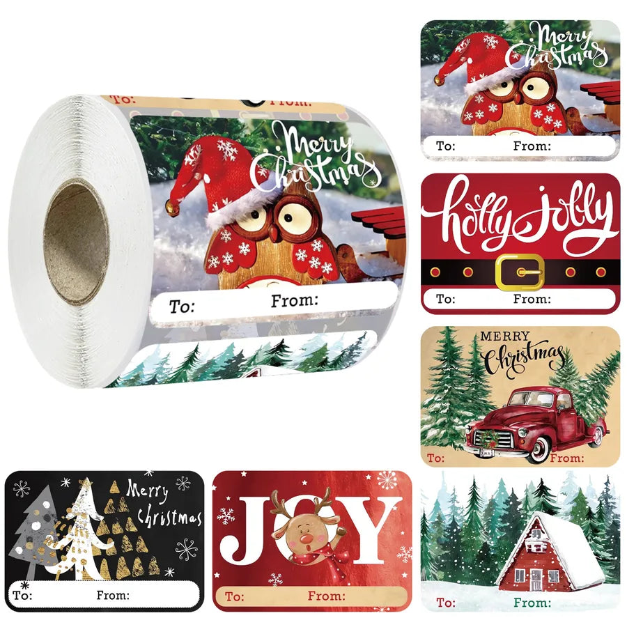 Christmas Cute Vacation Santa Claus Kraft paper adhesive sticker Christmas