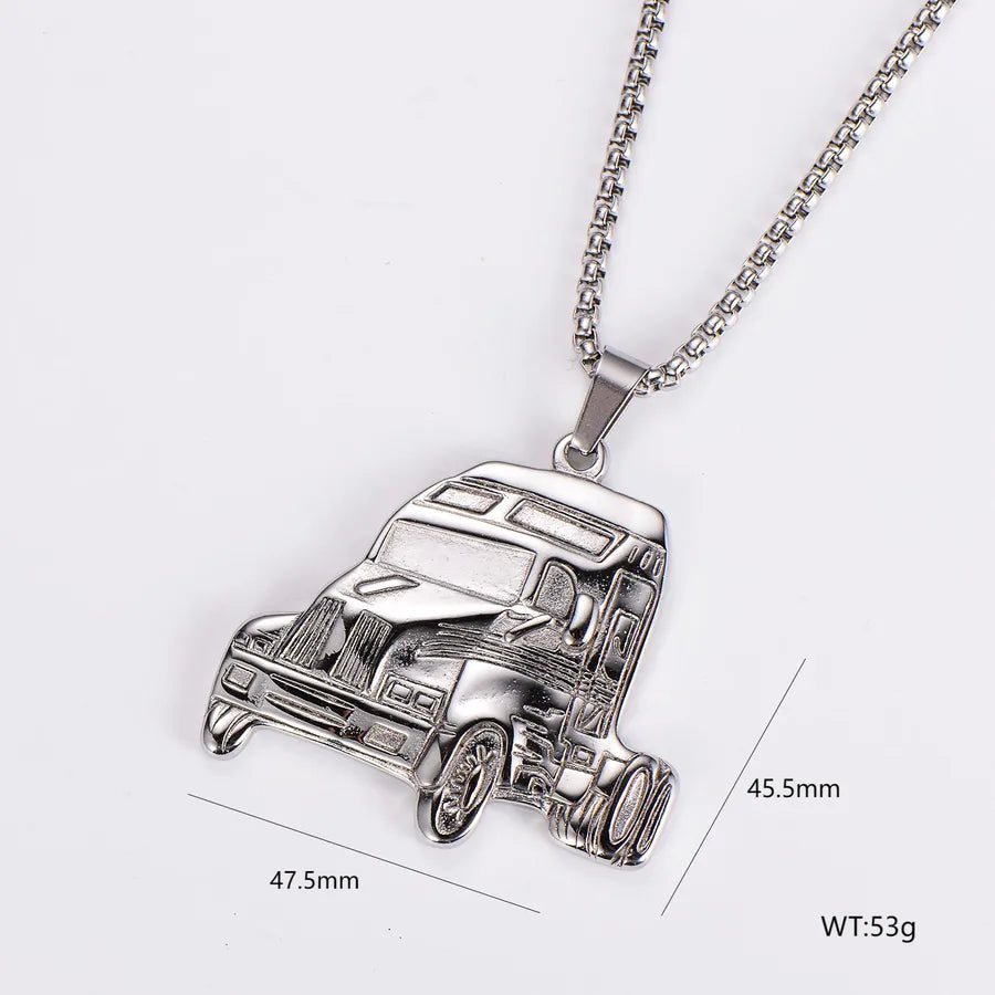 Wholesale Jewelry Hip-Hop Vintage Style Round 304 Stainless Steel Pendant Necklace box chain