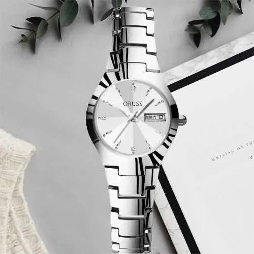 elegant solid color single folding buckle quartz women's watches