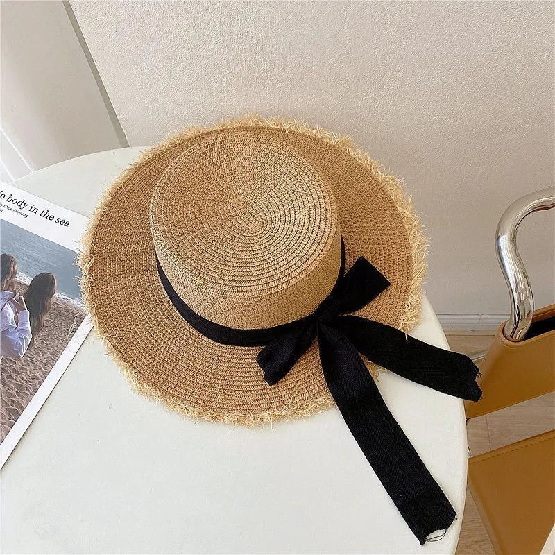 Women's Sweet Simple Style Solid Color Flat Eaves Straw Hat