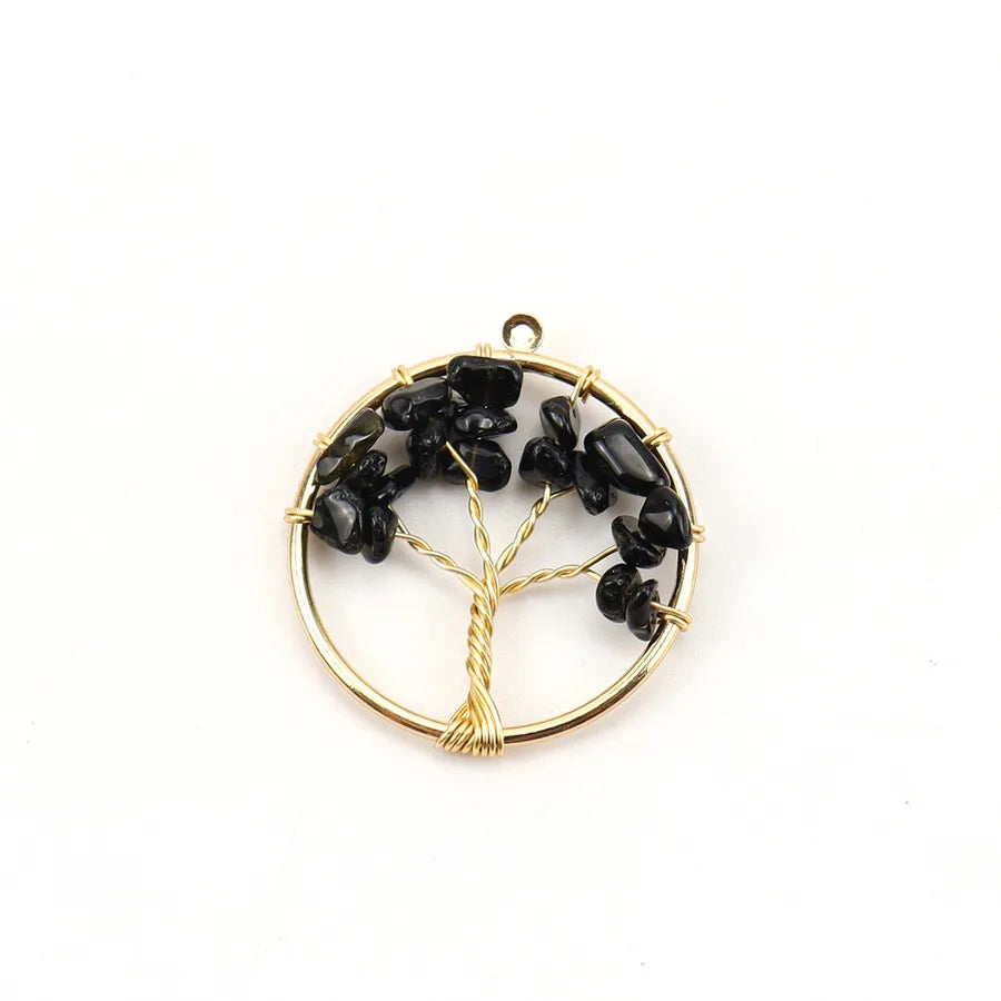 simple style lucky tree natural stone agate wholesale pendants