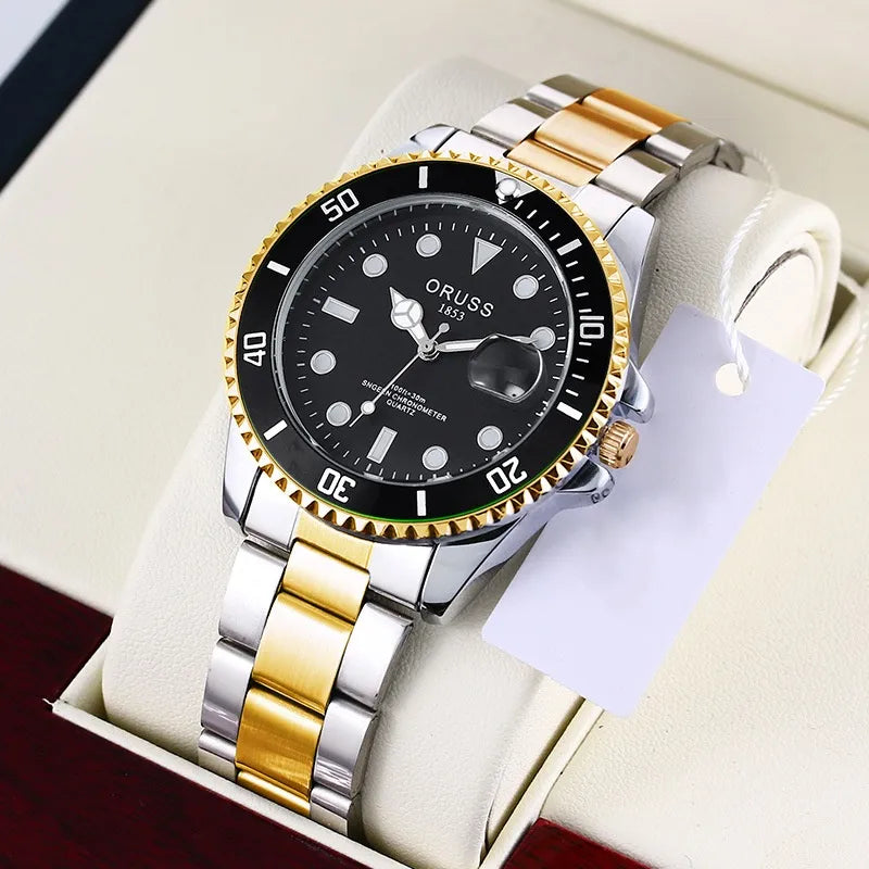 business solid color single folding buckle quartz men's watches