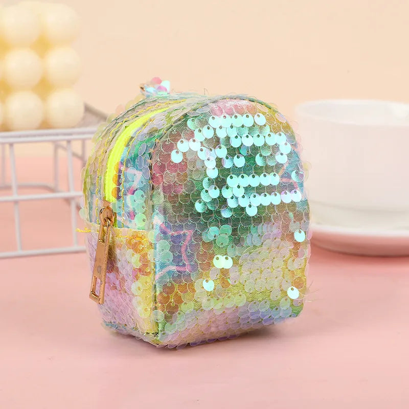 Kid'S Sequin Geometric Basic Square Zipper Coin Purse