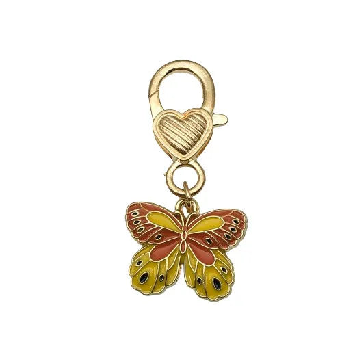 Cute Sweet Heart Shape Butterfly Alloy Enamel Bag Pendant Keychain