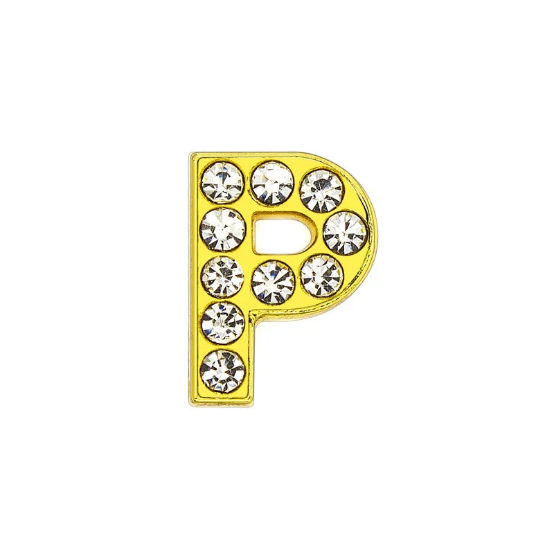 1 Piece 12mm Hole 6~9.9mm Alloy Rhinestones Letter DIY Ornament Accessories Beads