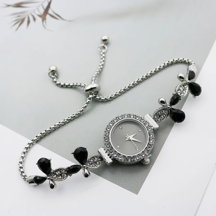 Casual Shiny Flower Jewelry Buckle Quartz Women's Watches