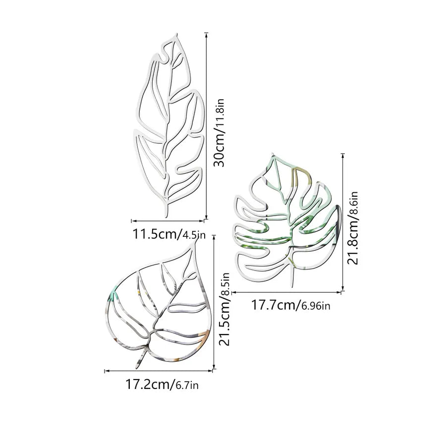 fashion leaves plastic wall sticker