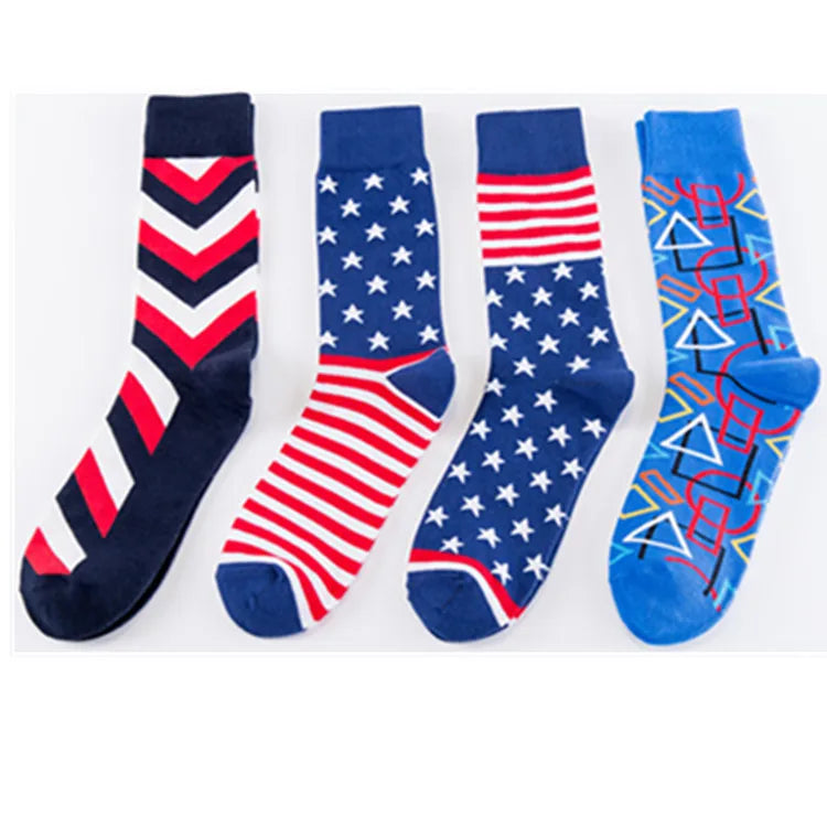 men's casual national flag stripe cotton jacquard ankle socks