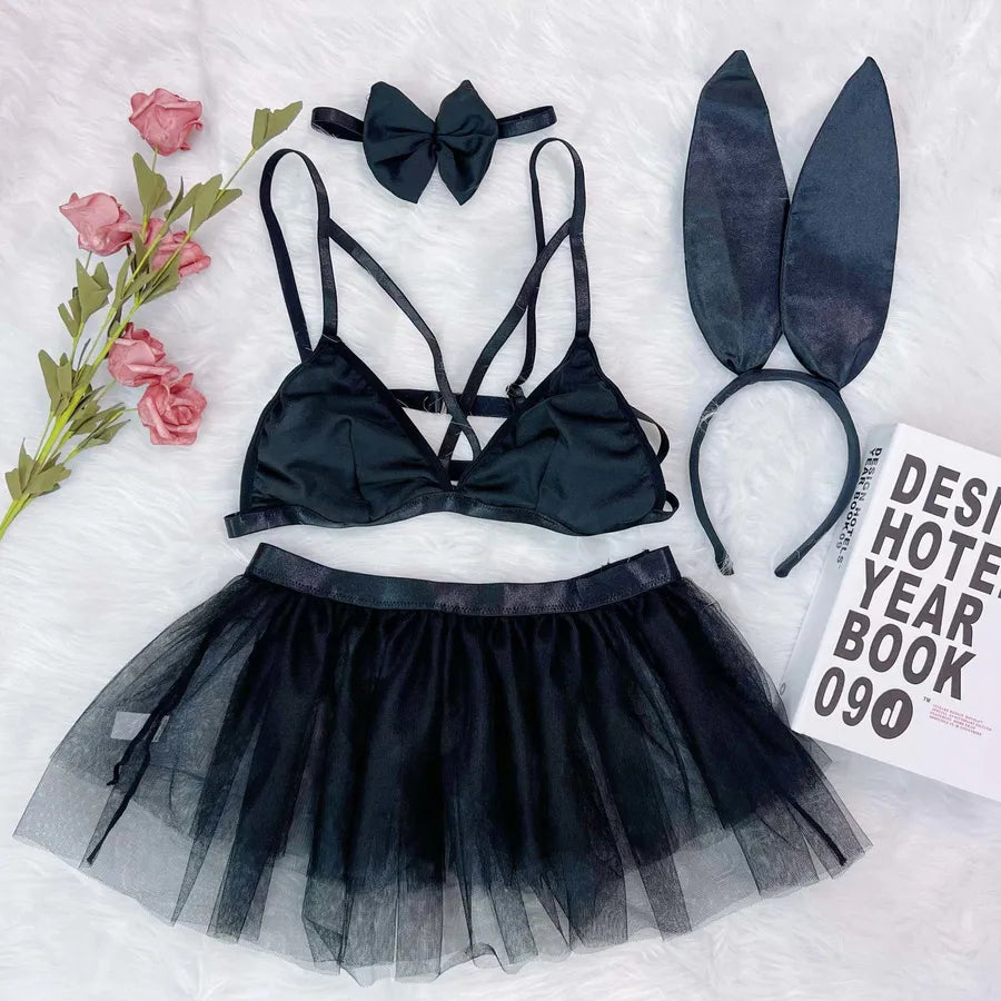women's sexy solid color bow knot sexy lingerie sets nightclub home sleeping wireless bra sexy lingerie