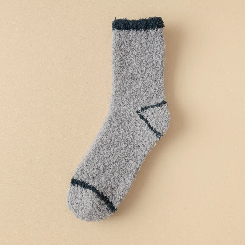 wool-free coral velvet socks men's mid-tube socks autumn and winter men's home warm floor plush socks