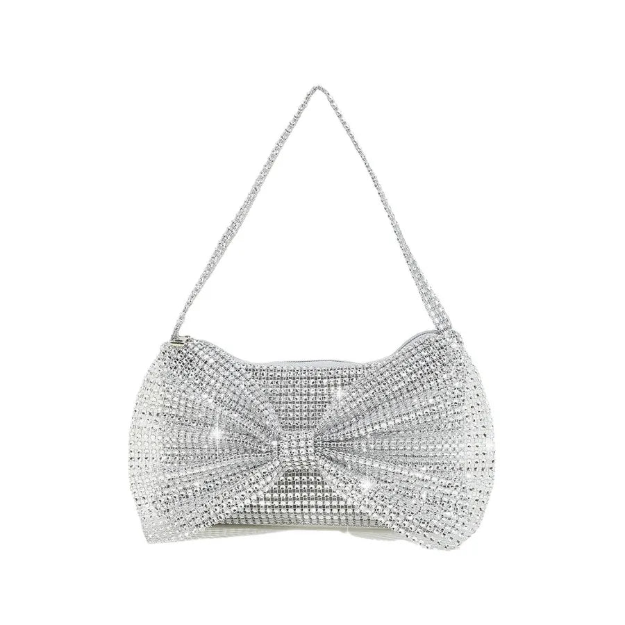New Mini Party Evening Bag Glittering Rhinestone Embellished Butterfly Knot Decoration Unique Design Handbag Fashionable Clutch