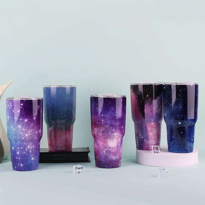 Outdoor Starry Sky Car Stainless Steel Beer Steins,  Paint Transfer 30Oz Cup, Vacuum Large Ice Cup, Printable Logo