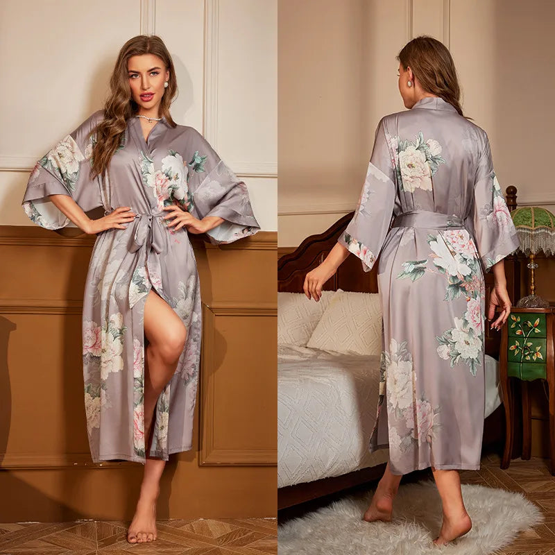new satin chiffon ice silk light bathrobe multicolors
