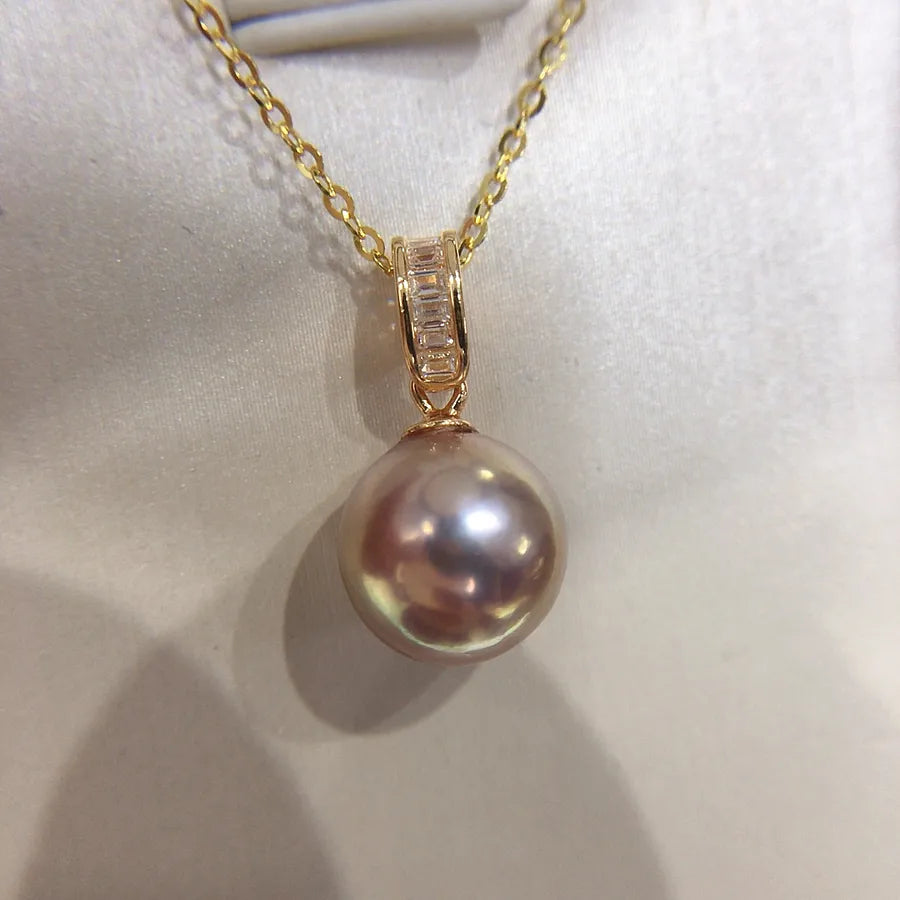 Diana Natural Freshwater Pearl Pendant Highlight Round and Immaculate Princess S925 Sterling Silver Pearl Necklace Clavicle Chain
