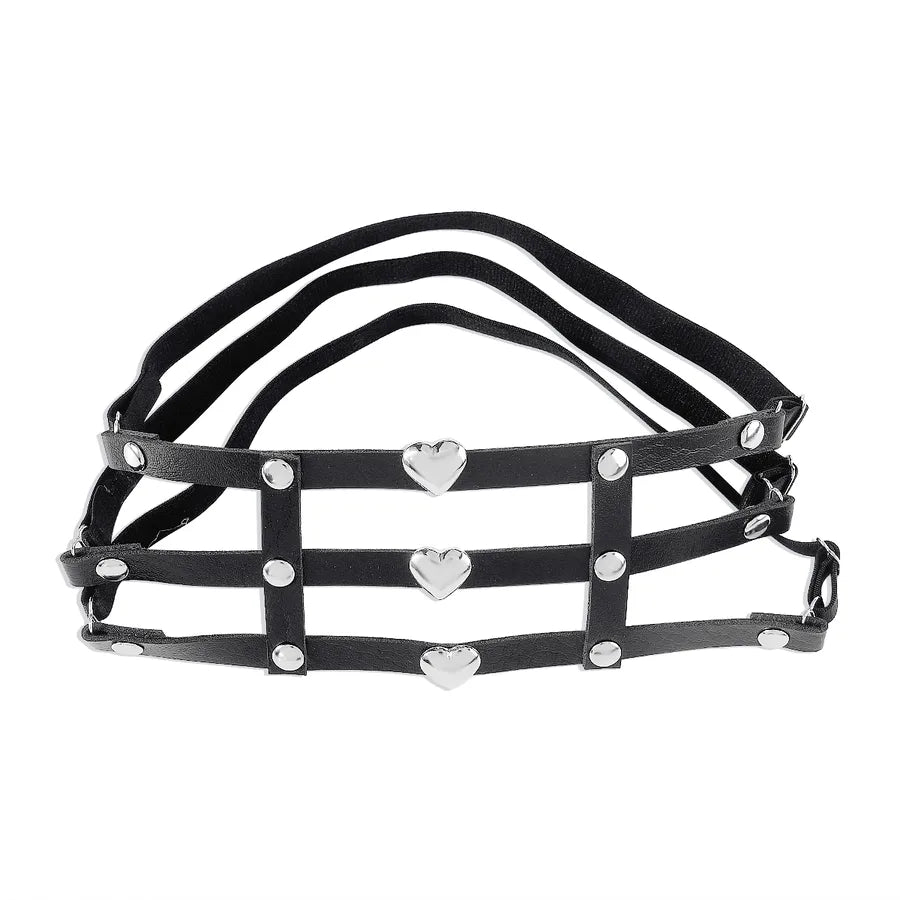 wholesale jewelry gothic sexy heart shape pu alloy body chain