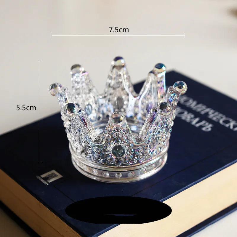 fashion geometric necklace ring storage dish glass relief candlestick crown gold small ornaments