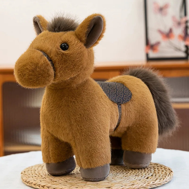 Soft Plush Toy Realistic Horse Doll Comforting Stuffed Animal Toy For Kids PP Cotton Material