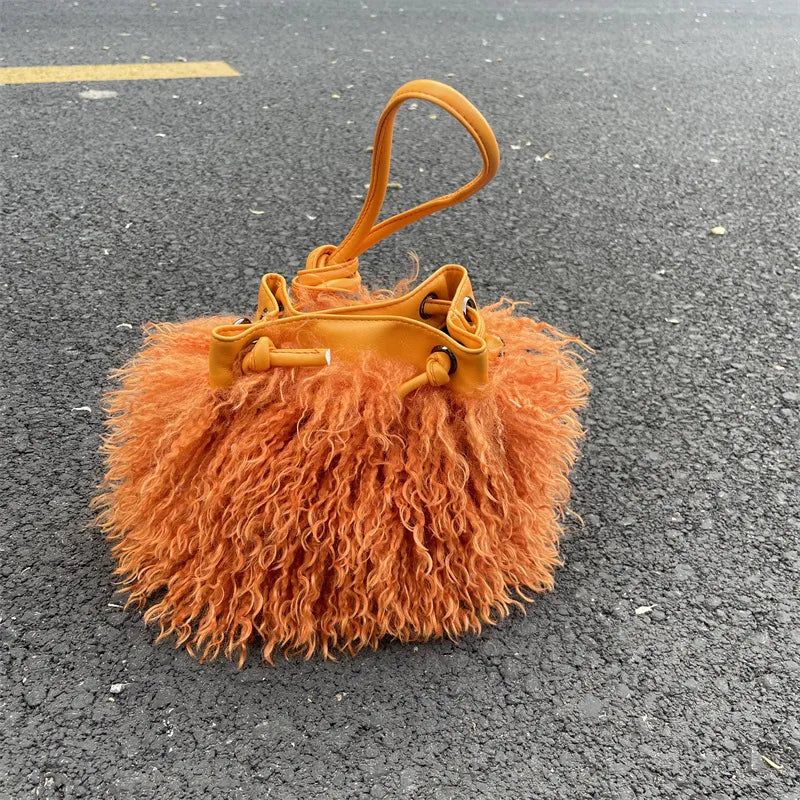 women's medium all seasons plush basic bucket bag