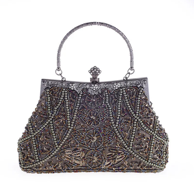 Beige Polyester Geometric Square Evening Bags