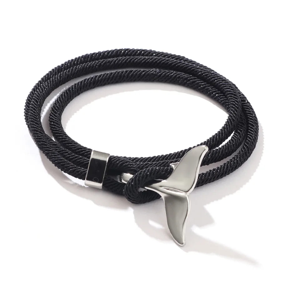 casual fish tail whale alloy rope unisex bracelets