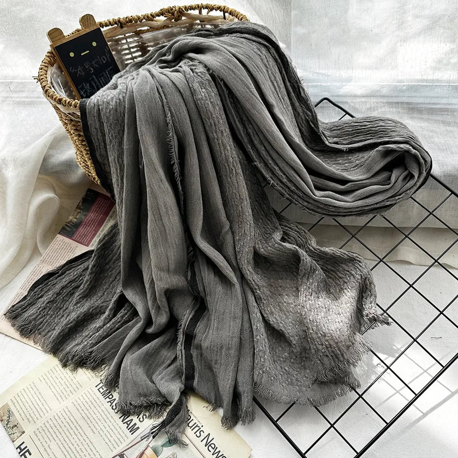 women's elegant gradient color cotton scarves & gloves