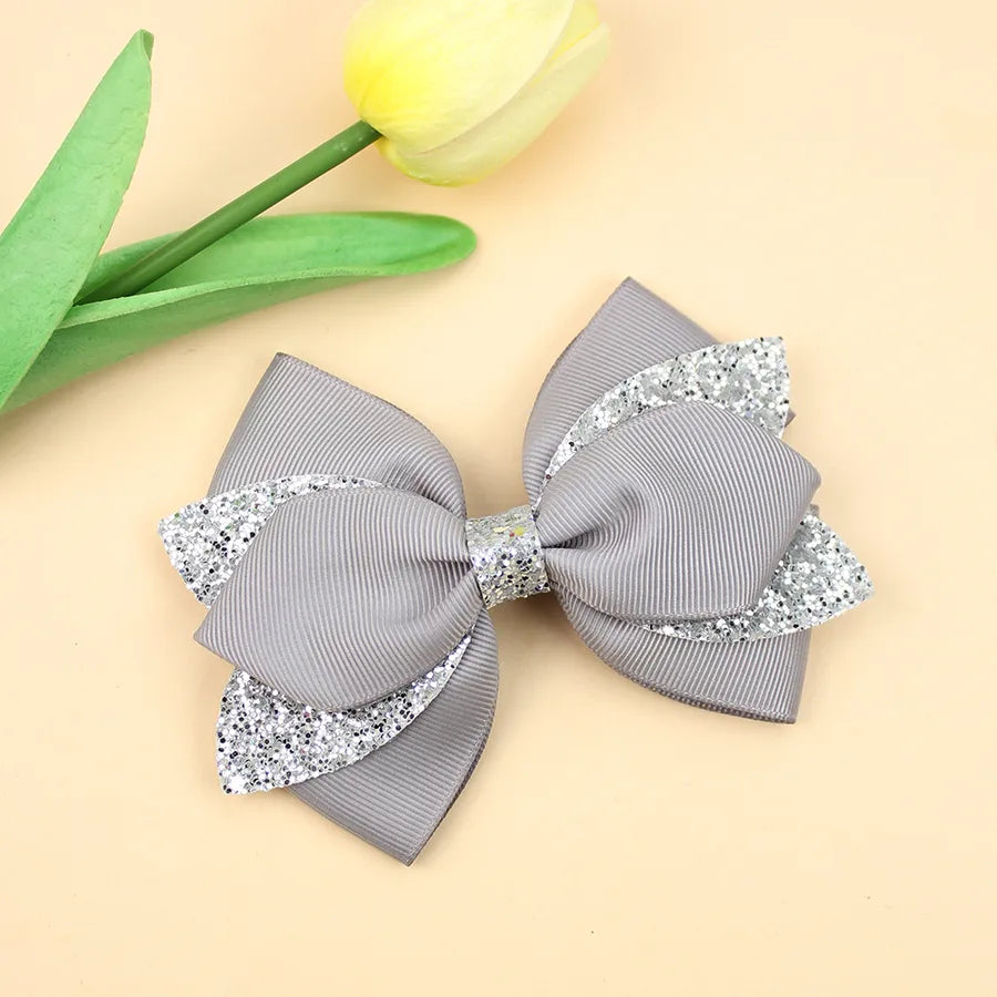 Europe and the United States new double-layer children's glitter film bow hair accessories girls hair clips cute girls hair accessories