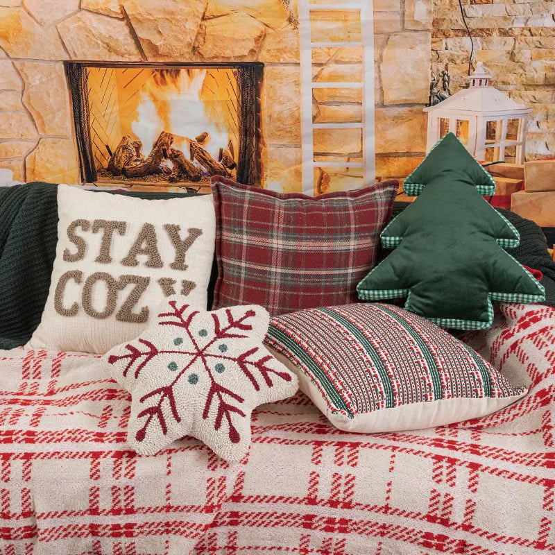 Christmas Snowflake Embroidery Pillowcase Bedroom Hotel Dormitory Decorative Cushion Cover Festive Cozy Home Decor Trend