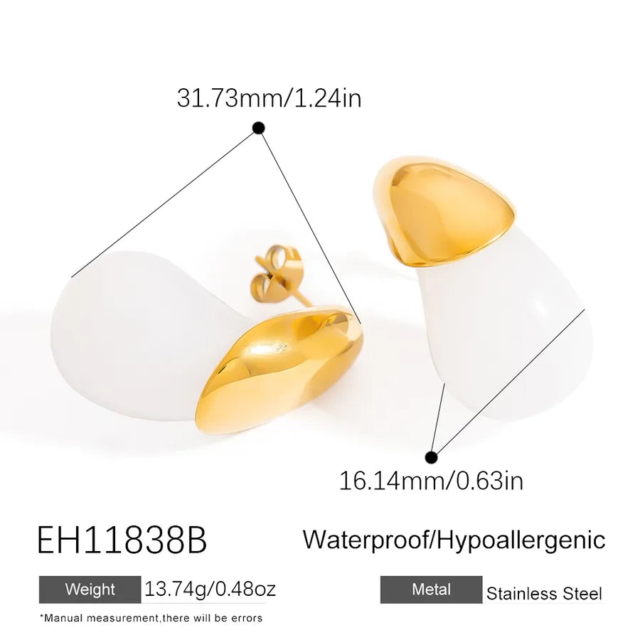 1 Piece Glam Luxurious Water Droplets Heart Shape 304 Stainless Steel Earrings