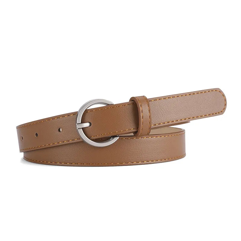 Basic Simple Style Solid Color Pu Leather Alloy Women's Leather Belts