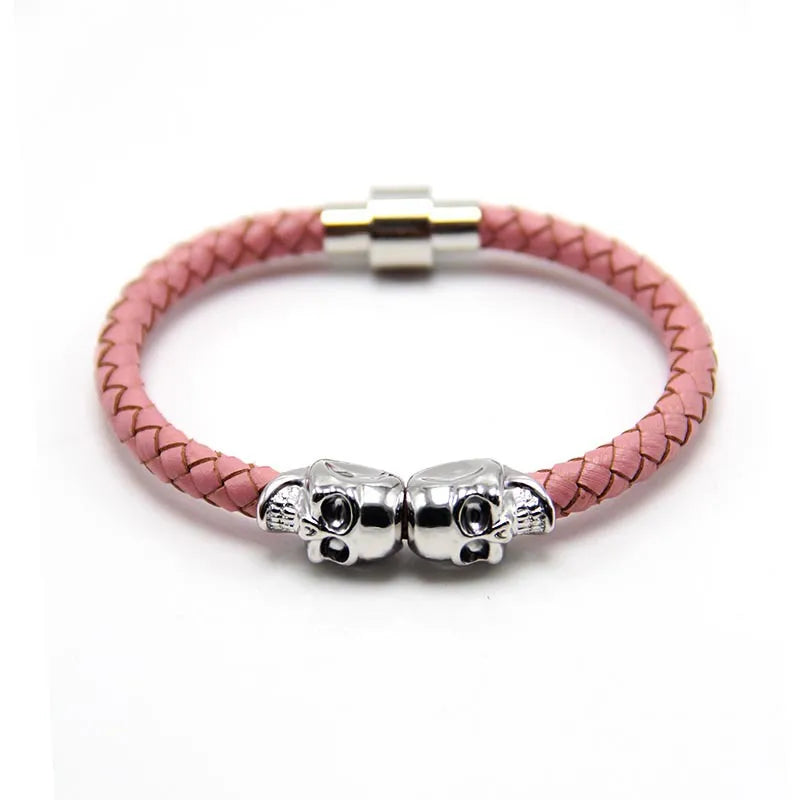 Punk Skull Leather Copper Halloween Men's Bangle