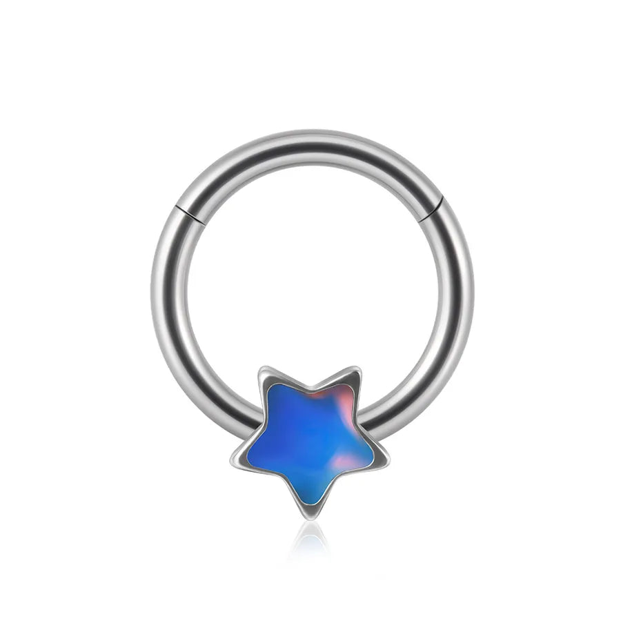 1 Piece Nose Rings & Studs Sweet Star Heart Shape Stainless Steel Plating Synthetic opal Resin Nose Rings & Studs